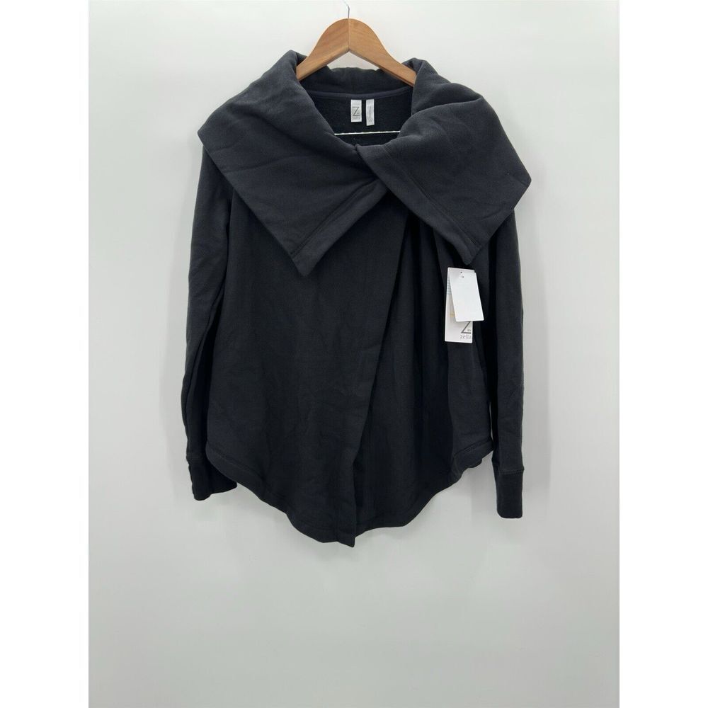 Zella Black Fuzzy Inner Shooting Star Drape Collar Jacket Women's Size‎ XS NEW